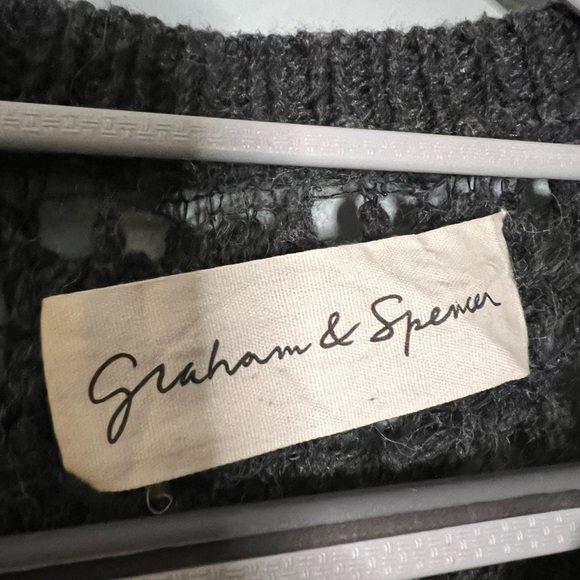 Graham & Spencer wool blend grey crochet knit pullover top - Picture 2 of 9